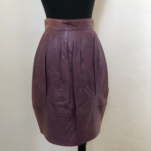 Purple Leather Pencil Skirt With Pockets